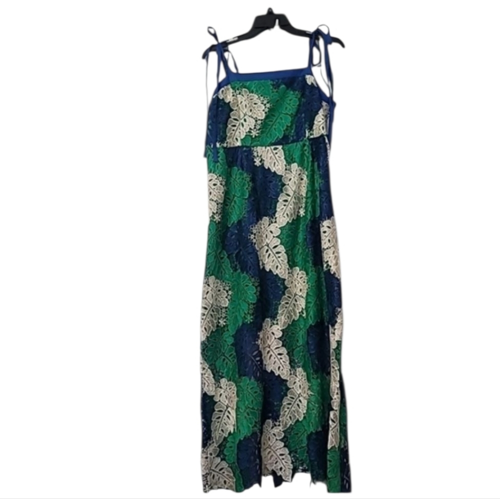 Adelyn Rae Tie Shoulder Crochet Lace Midi Dress